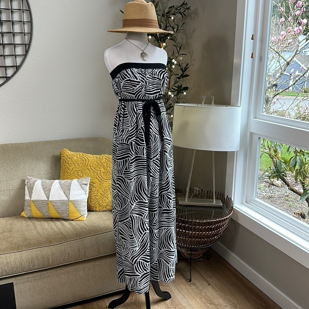 Retro strapless empire waist column dress SZ S